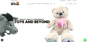 A screenshot of the header og Toy and Beyond, a supplier of toys and other winners things for arcades and fairs.